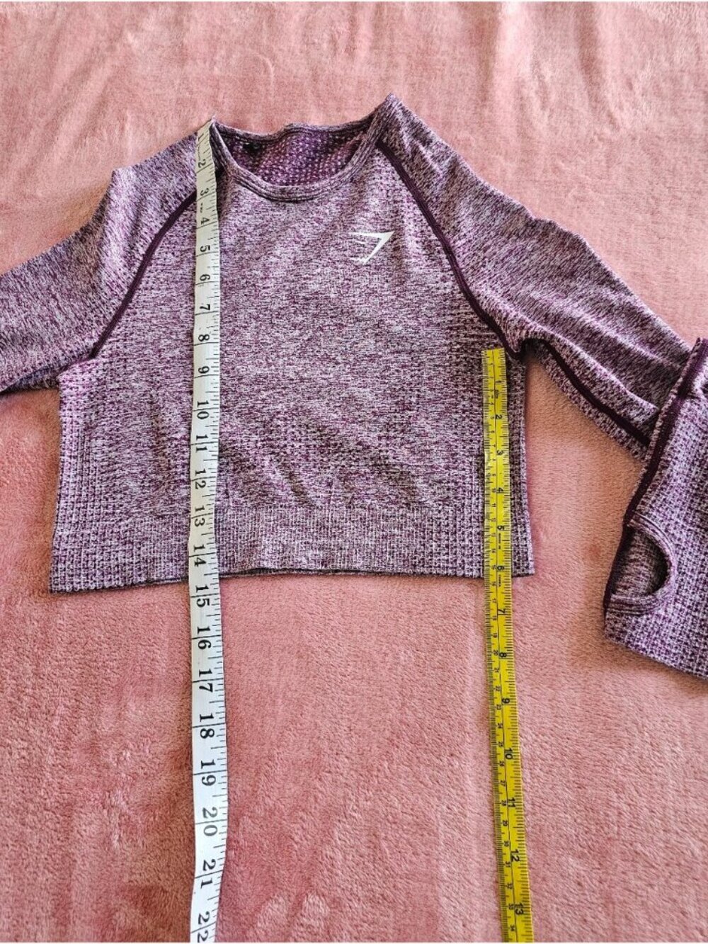 GymShark Vital Seamless Crop-Long Sleeve-Shirt-Small-Plum Women's - Picture 13 of 13